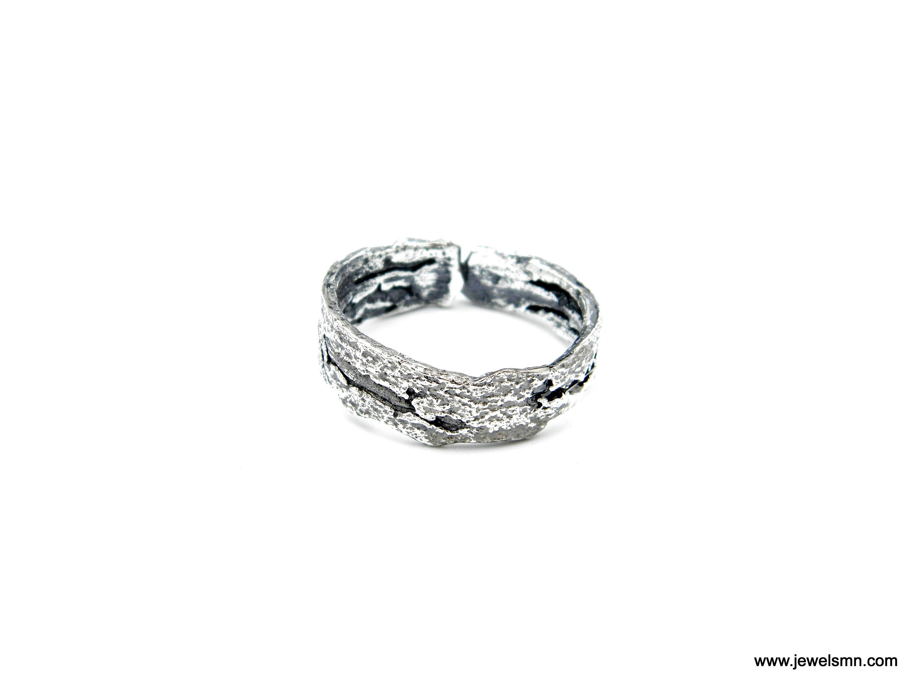 Silver Orange Tree Ring, Sterling Silver Jewelry, Tree Bark Ring, Gift for Her, Birthday Gift for Women, Handmade Jewelry, Boho Fashion