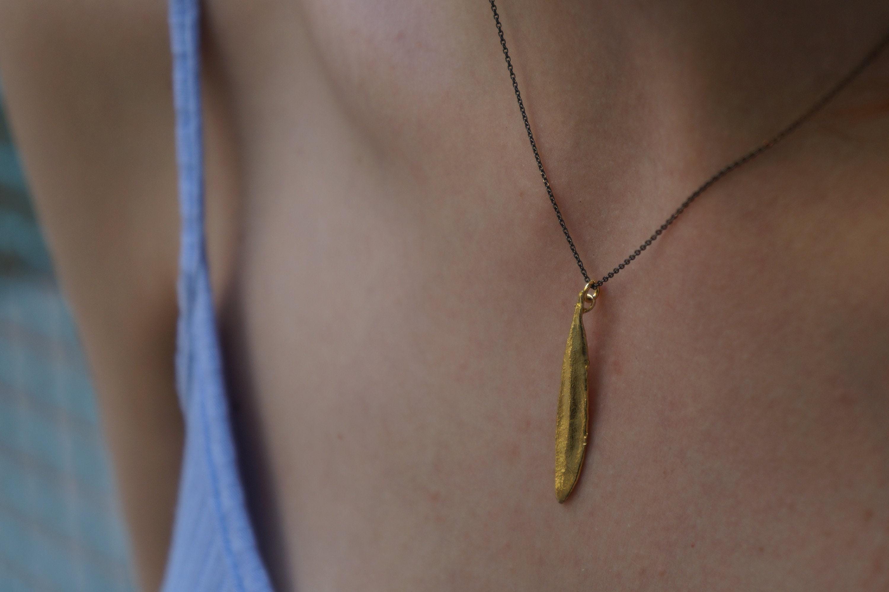 Silver Olive Leaf Necklace, Gold-Plated Sterling Silver Jewelry, Handmade Gold or Silver Pendant, Gift for Her, Birthday Gift for Women