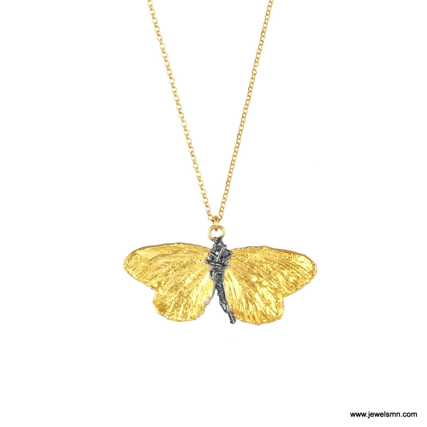 Butterfly Necklace: Sustainable Jewelry (Gold Plated, Recycled Silver)